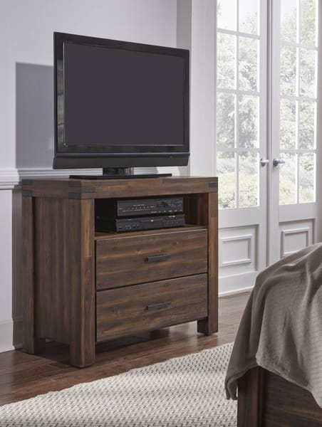 Modus Bedroom Meadow Two Drawer Solid Wood Media Chest In Brick Brown 3F4189