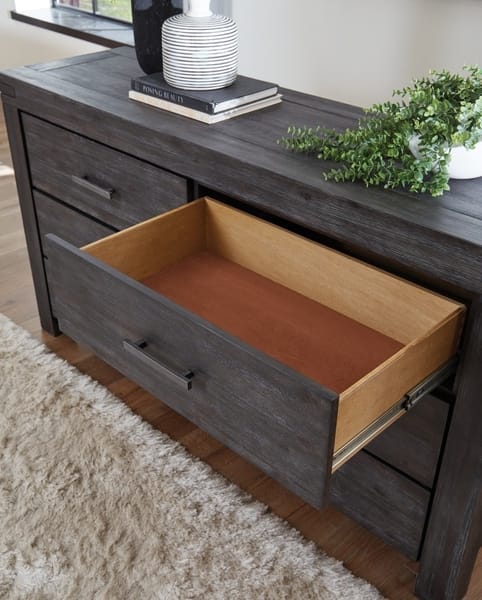Modus Bedroom Meadow Six Drawer Solid Wood Dresser In Graphite 3FT382