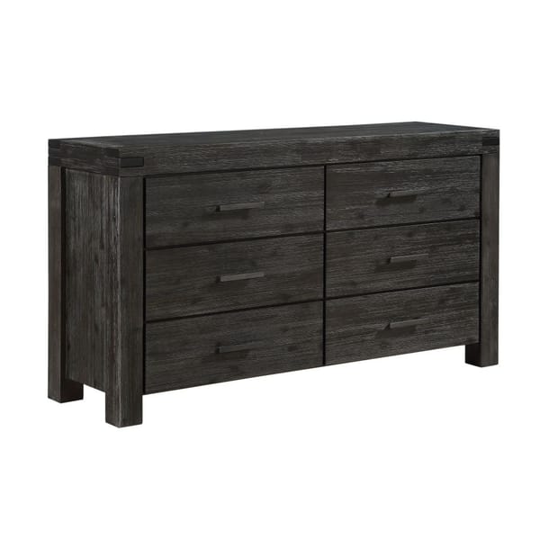 Modus Bedroom Meadow Six Drawer Solid Wood Dresser In Graphite 3FT382