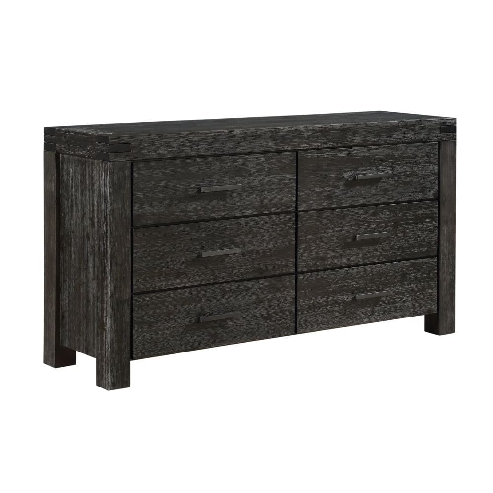 Modus Bedroom Meadow Six Drawer Solid Wood Dresser In Graphite 3FT382