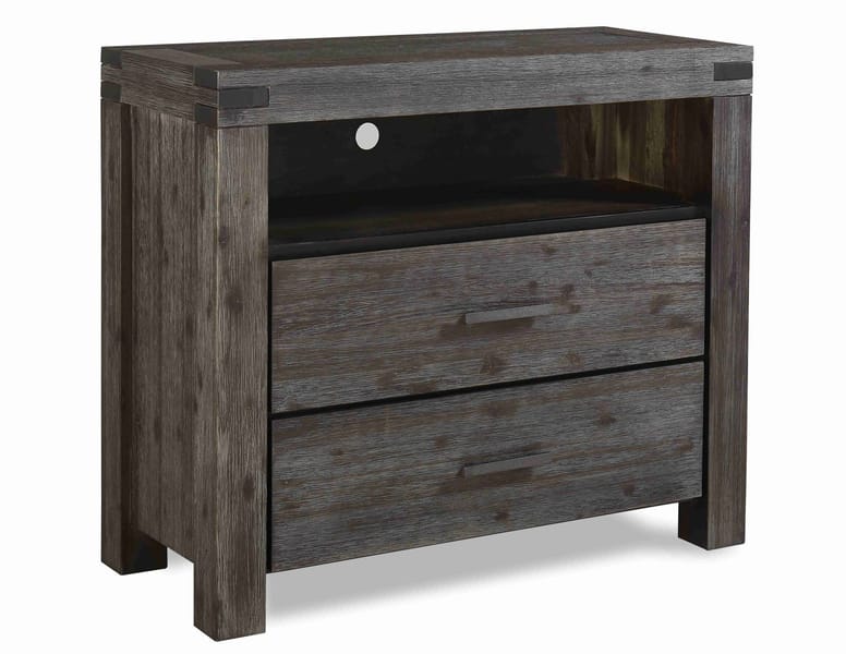 Modus Bedroom Meadow Two Drawer Solid Wood Media Chest In Graphite 3FT389