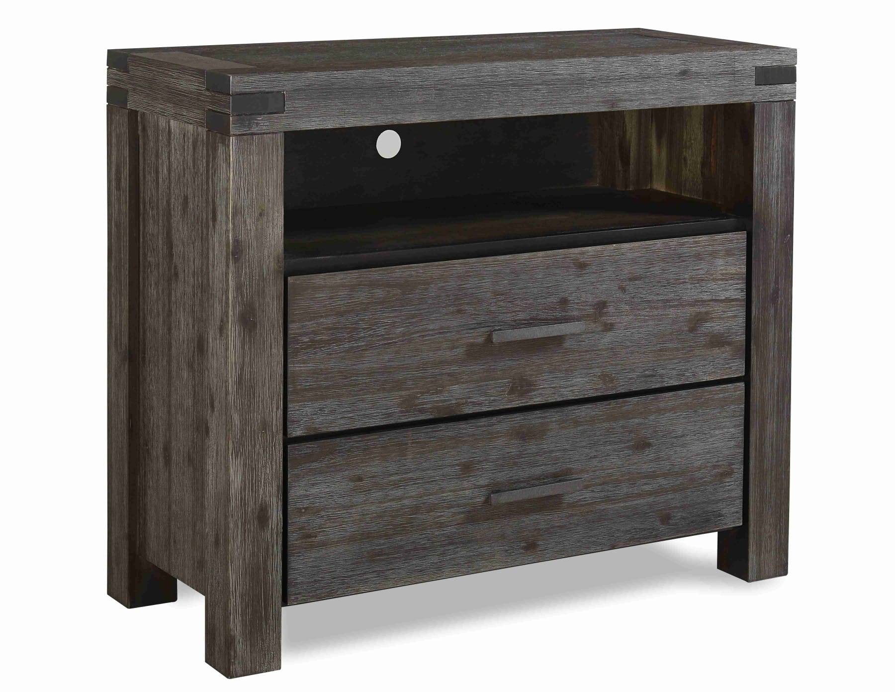 Modus Bedroom Meadow Two Drawer Solid Wood Media Chest In Graphite 3FT389