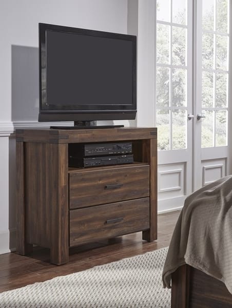 Modus Bedroom Meadow Two Drawer Solid Wood Media Chest In Graphite 3FT389
