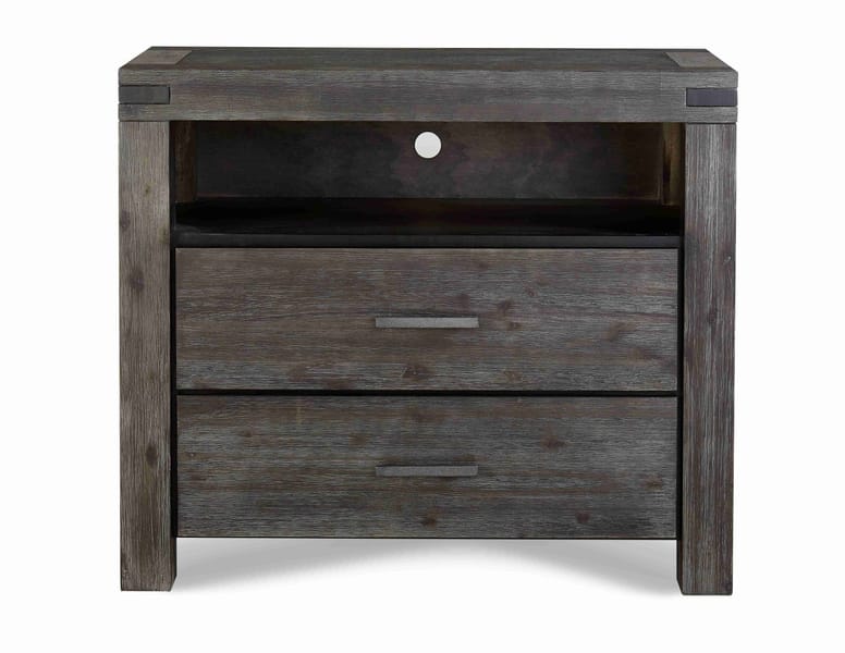Modus Bedroom Meadow Two Drawer Solid Wood Media Chest In Graphite 3FT389