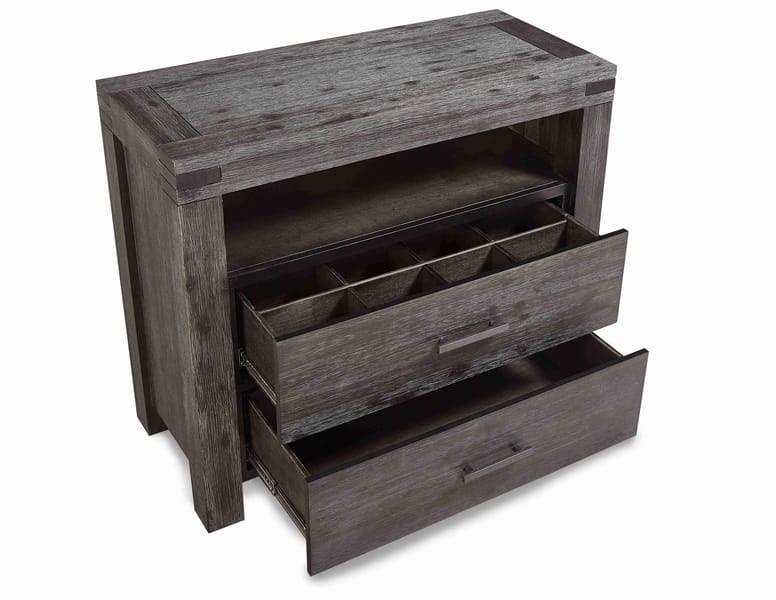 Modus Bedroom Meadow Two Drawer Solid Wood Media Chest In Graphite 3FT389