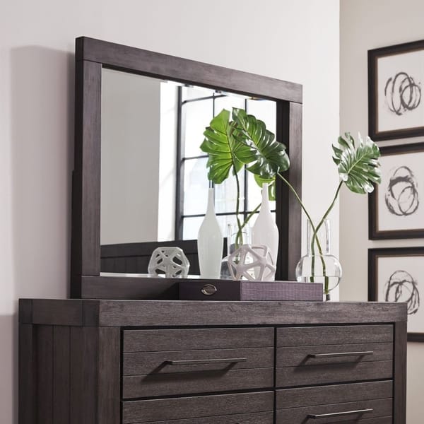 Modus Accessories Heath Beveled Glass Mirror In Basalt Grey 3H5783