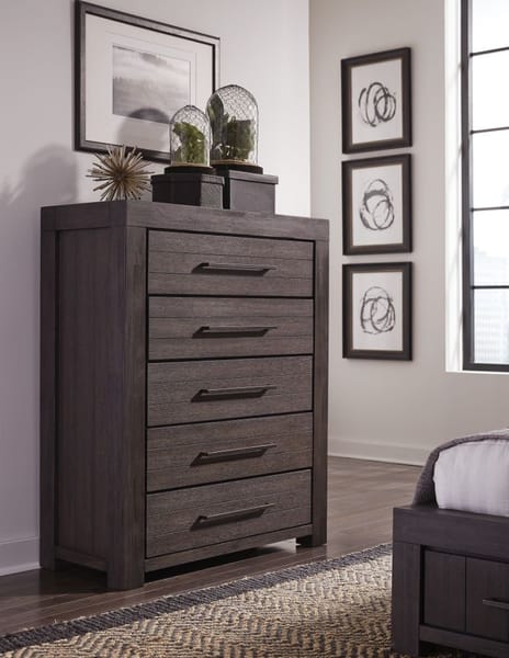 Modus Bedroom Heath Five Drawer Chest In Basalt Grey 3H5784