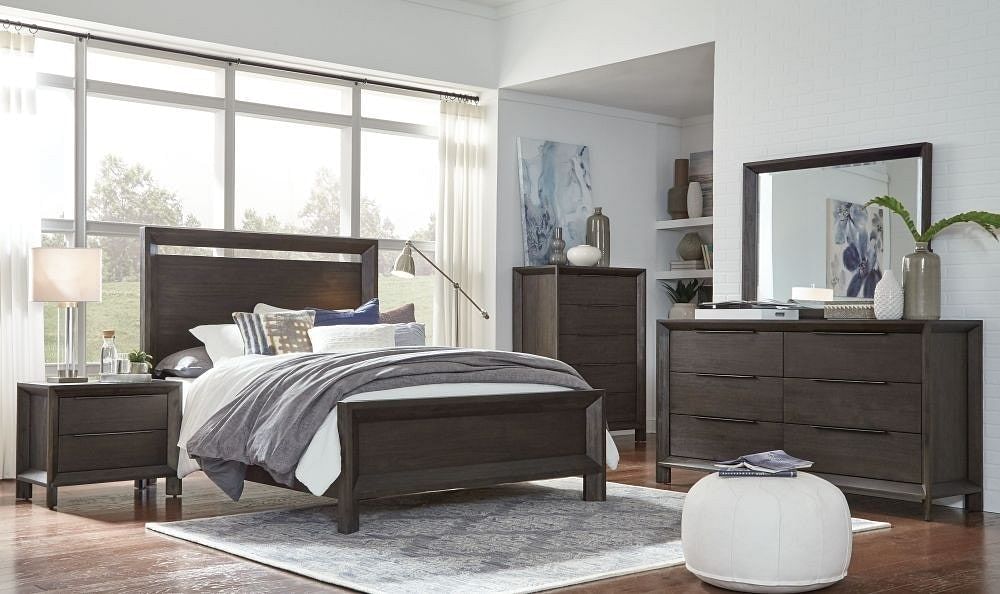 Modus Bedroom Chloe Solid Wood Two-Drawer Nightstand In Basalt Grey 3JU581