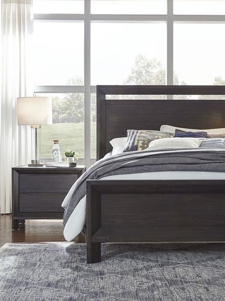 Modus Bedroom Chloe Solid Wood Two-Drawer Nightstand In Basalt Grey 3JU581