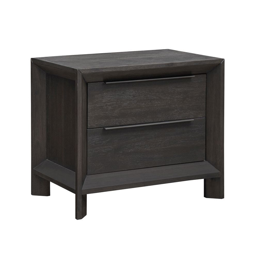 Modus Bedroom Chloe Solid Wood Two-Drawer Nightstand In Basalt Grey 3JU581