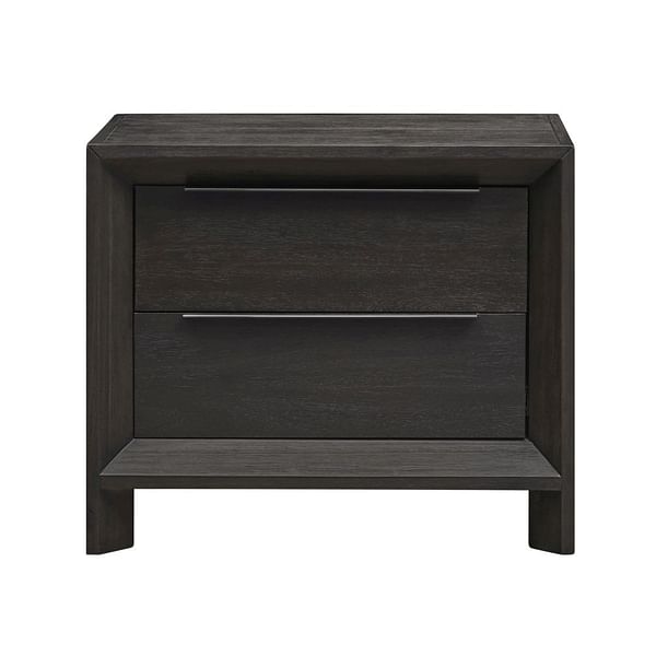 Modus Bedroom Chloe Solid Wood Two-Drawer Nightstand In Basalt Grey 3JU581