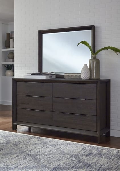 Modus Bedroom Chloe Solid Wood Six-Drawer Dresser In Basalt Grey 3JU582