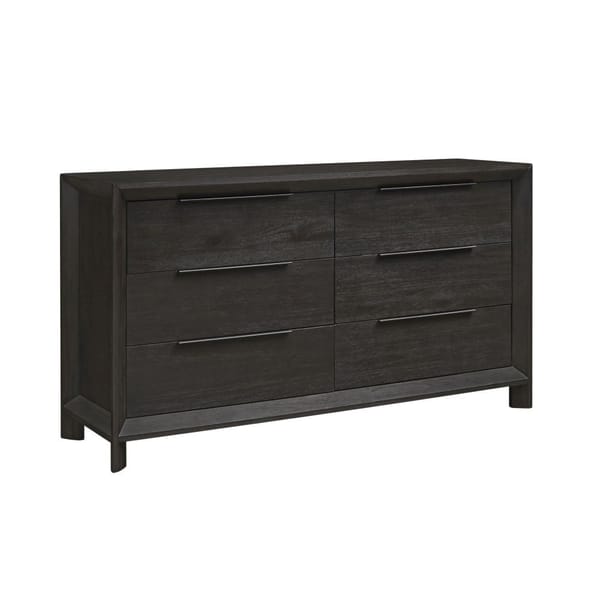 Modus Bedroom Chloe Solid Wood Six-Drawer Dresser In Basalt Grey 3JU582