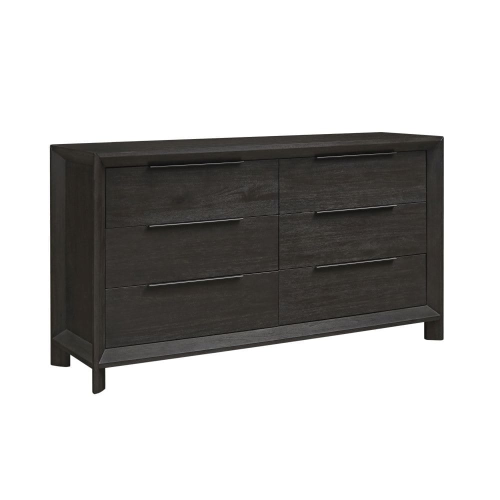 Modus Bedroom Chloe Solid Wood Six-Drawer Dresser In Basalt Grey 3JU582