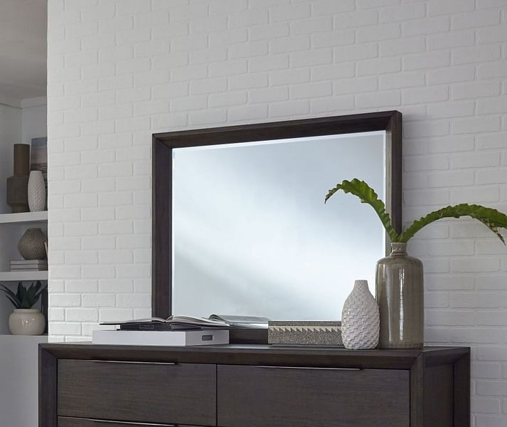 Modus Accessories Chloe Solid Wood Beveled Glass Mirror In Basalt Grey 3JU583