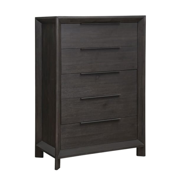 Modus Bedroom Chloe Solid Wood Five-Drawer Chest In Basalt Grey 3JU584