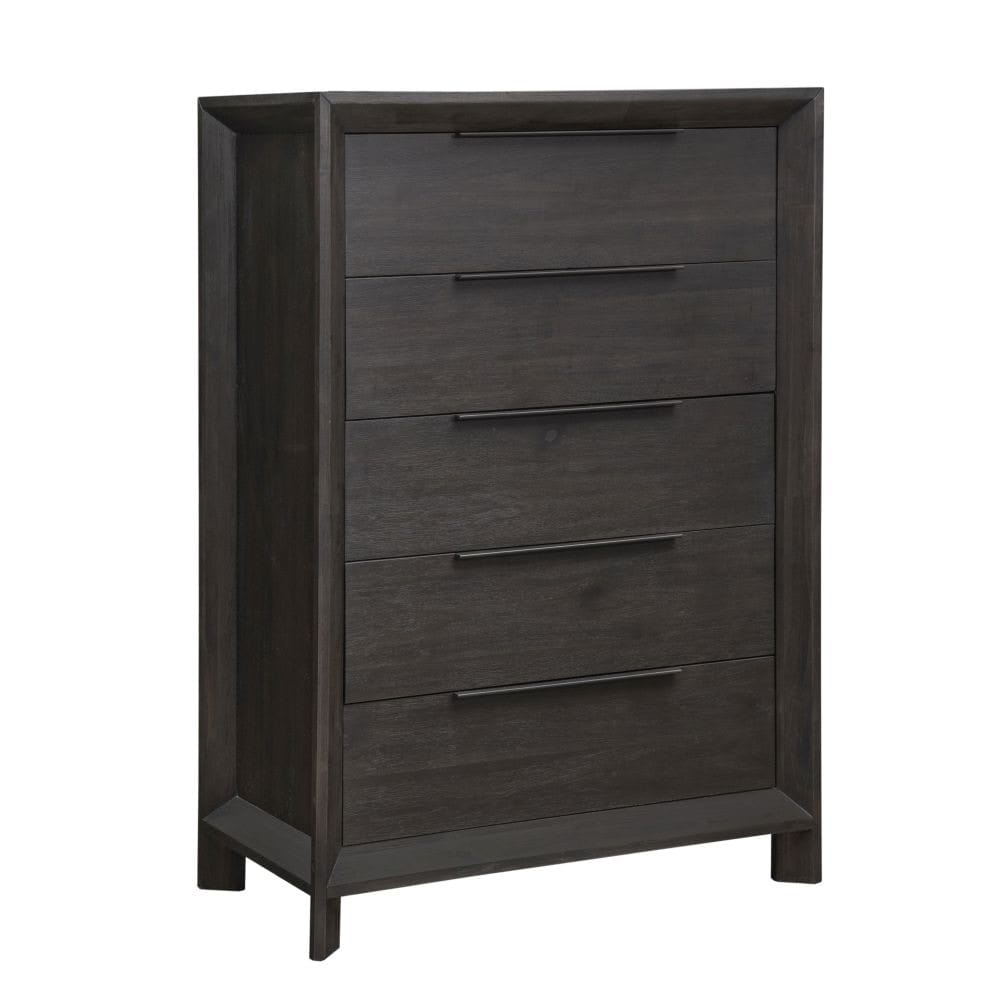 Modus Bedroom Chloe Solid Wood Five-Drawer Chest In Basalt Grey 3JU584