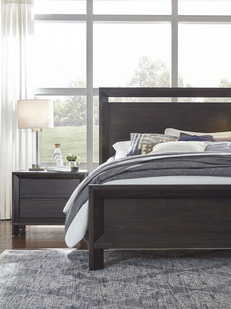 Bedroom Platform Beds Modus Bedroom Chloe Wood Panel Bed In Basalt Grey  3JU5H5 at iStyle Furniture Store