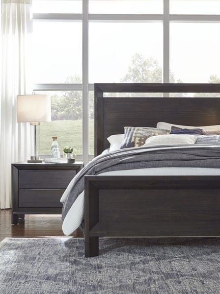 Modus Bedroom Chloe Wood Panel Bed In Basalt Grey 3JU5H6