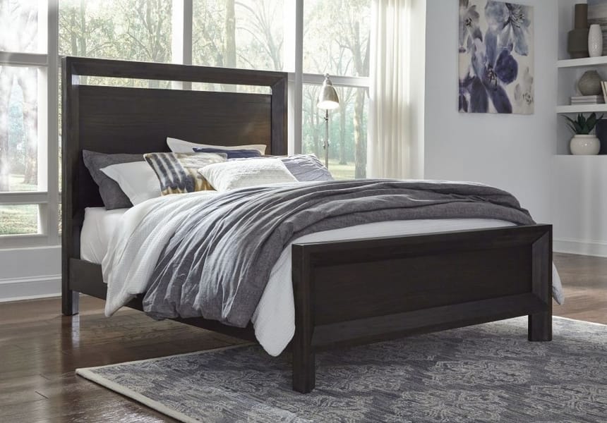 Modus Bedroom Chloe Wood Panel Bed In Basalt Grey 3JU5H6