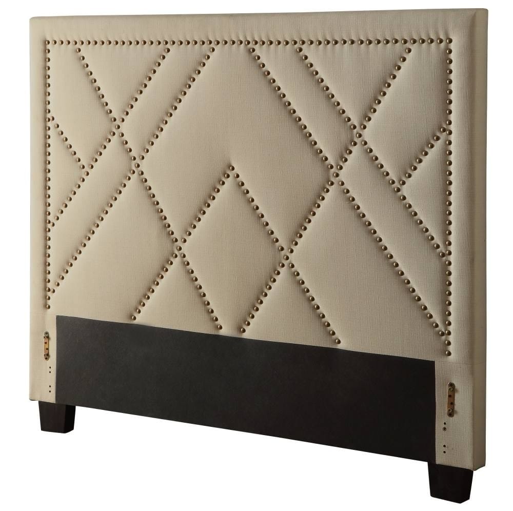Modus Bedroom Vienne Nailhead Patterned Upholstered Headboard In Powder 3Z45L5BH20