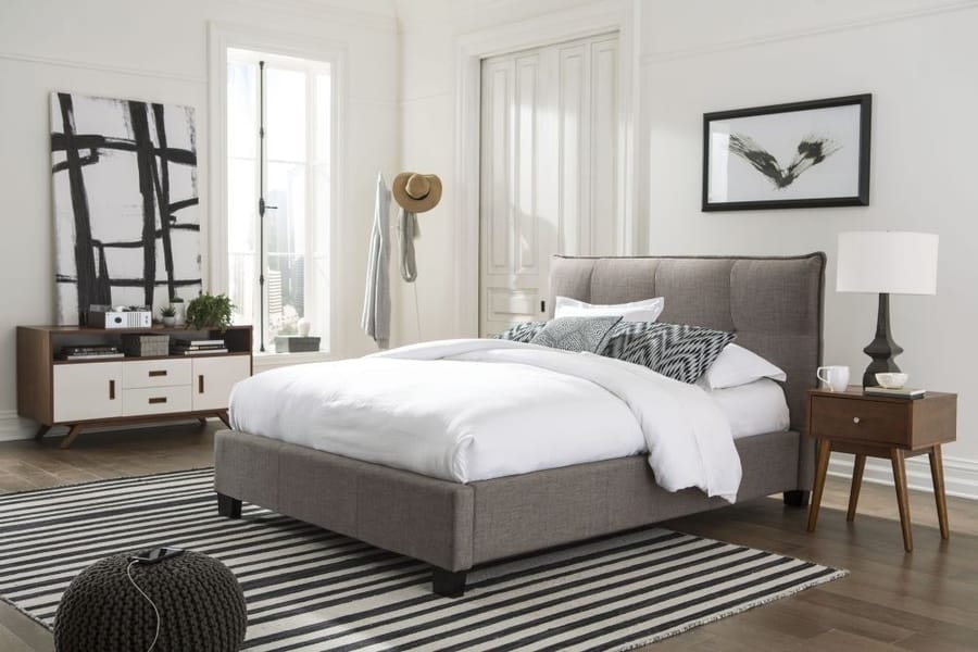Modus Bedroom Adona Upholstered Footboard Storage Bed In Dolphin Linen 3ZH3D748