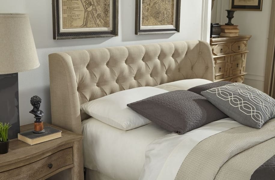 Modus Bedroom Levi Tufted Footboard Storage Bed In Toast Linen 3ZL7D446