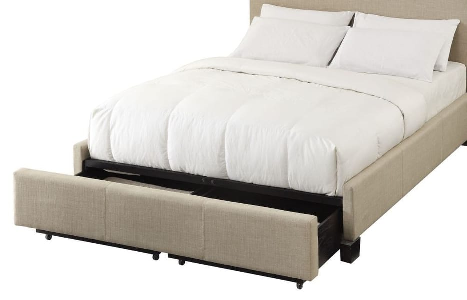 Modus Bedroom Levi Tufted Footboard Storage Bed In Toast Linen 3ZL7D446