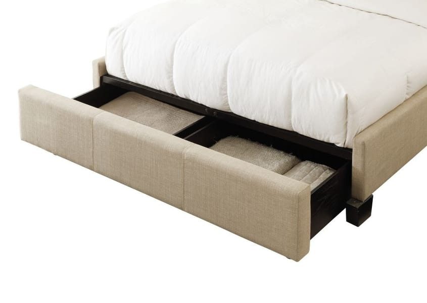 Modus Bedroom Levi Tufted Footboard Storage Bed In Toast Linen 3ZL7D446