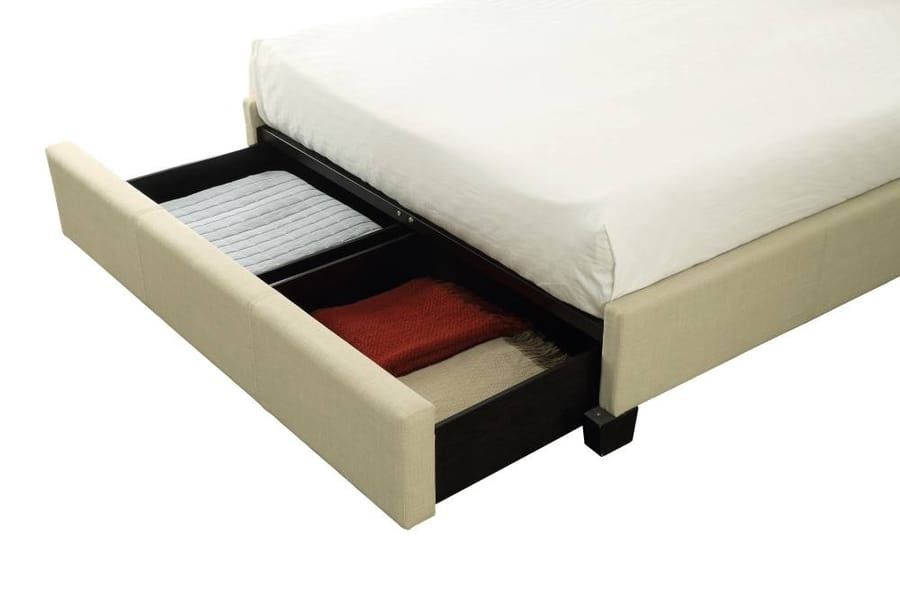 Modus Bedroom Tavel Nailhead Footboard Storage Bed In Tumbleweed 3ZS1D612