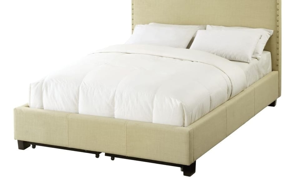 Modus Bedroom Tavel Nailhead Footboard Storage Bed In Tumbleweed 3ZS1D612