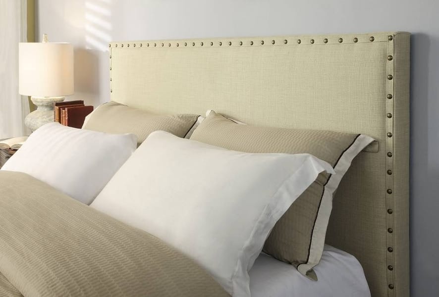 Modus Bedroom Tavel Nailhead Upholstered Platform Bed In Tumbleweed 3ZS1L412