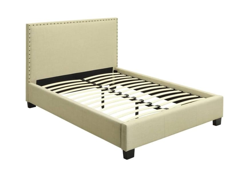 Modus Bedroom Tavel Nailhead Upholstered Platform Bed In Tumbleweed 3ZS1L512