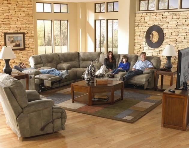 Catnapper Furniture Living Room Lay Flat Recl Sofa with 3x DDT 43845-Brandy