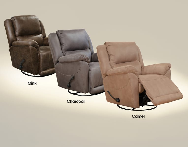 Catnapper Furniture Living Room Chaise Swivel Glider Recliner 45665-Camel