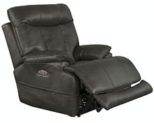 Catnapper Furniture Living Room Power Headrest Power Lay Flat Recliner with Extended Ottoman 64567-7-Steel
