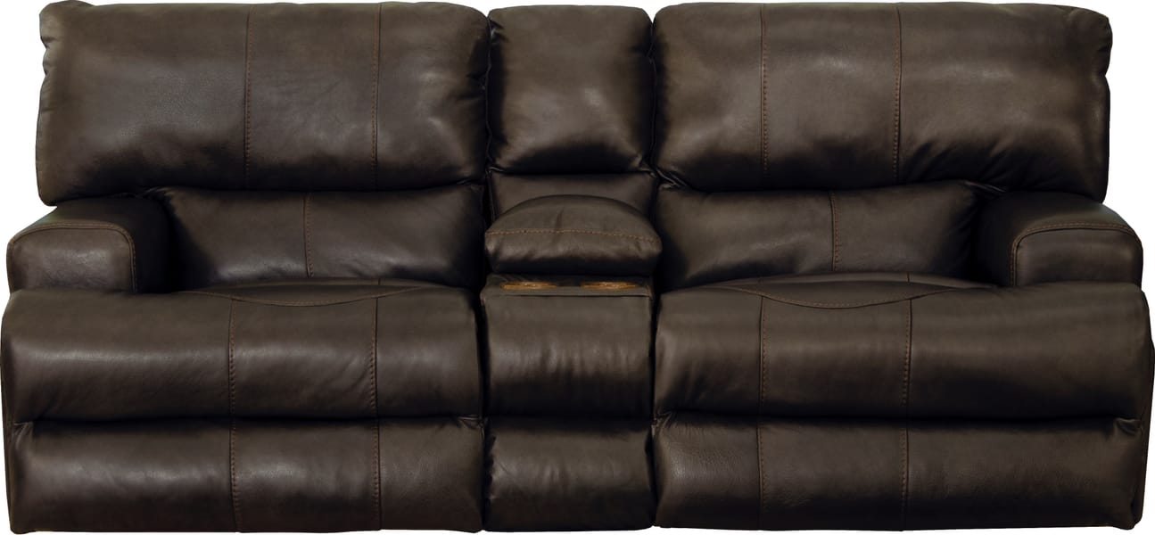 Catnapper Furniture Living Room Wembley Power Reclining Console Loveseat - Chocolate 64589-Chocolate