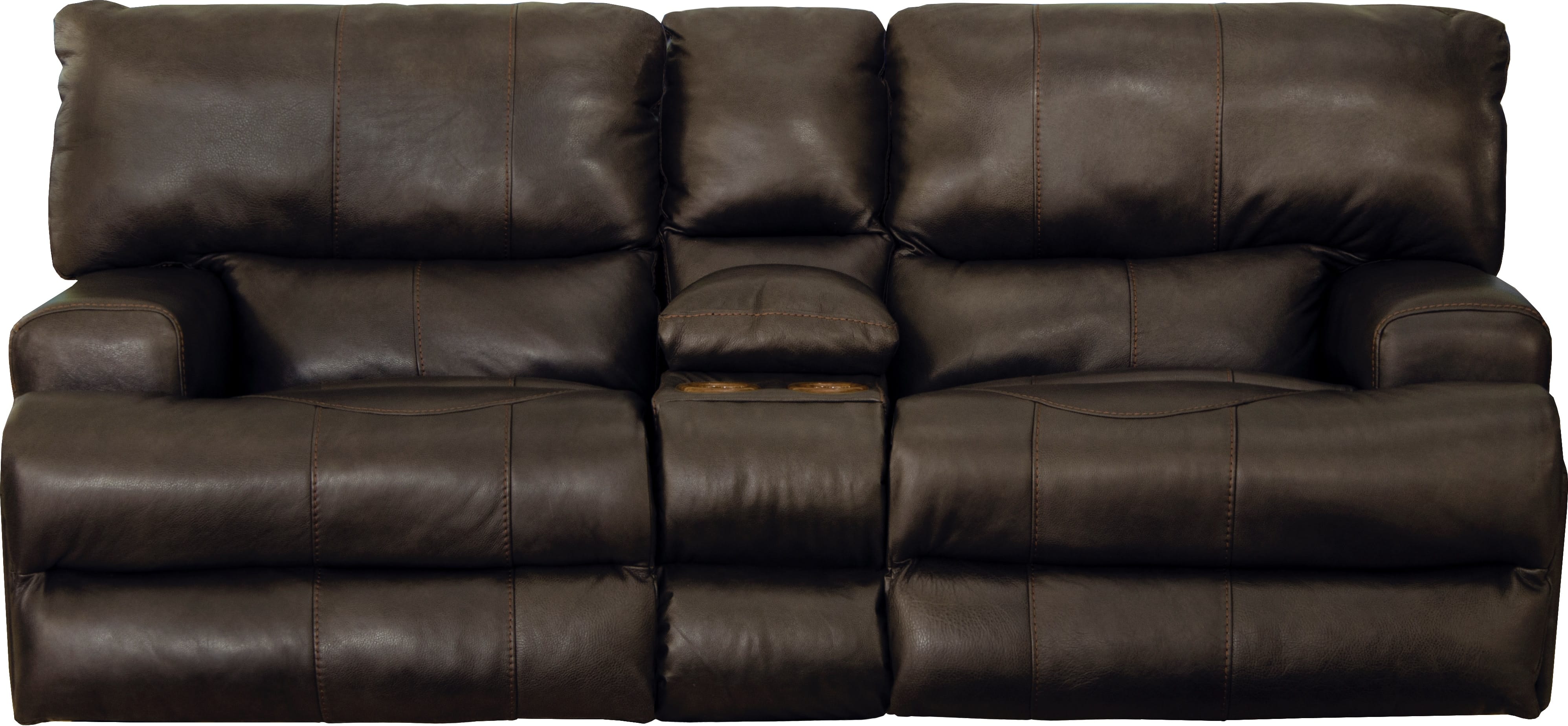 Catnapper Furniture Living Room Wembley Power Reclining Console Loveseat - Chocolate 64589-Chocolate