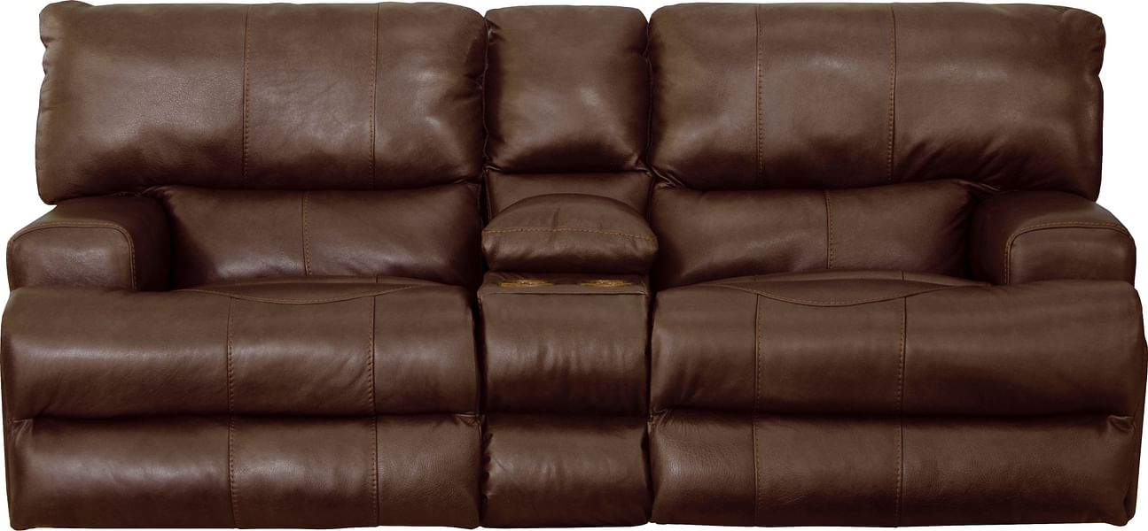 Catnapper Furniture Living Room Wembley Power Reclining Console Loveseat - Walnut 64589-Walnut