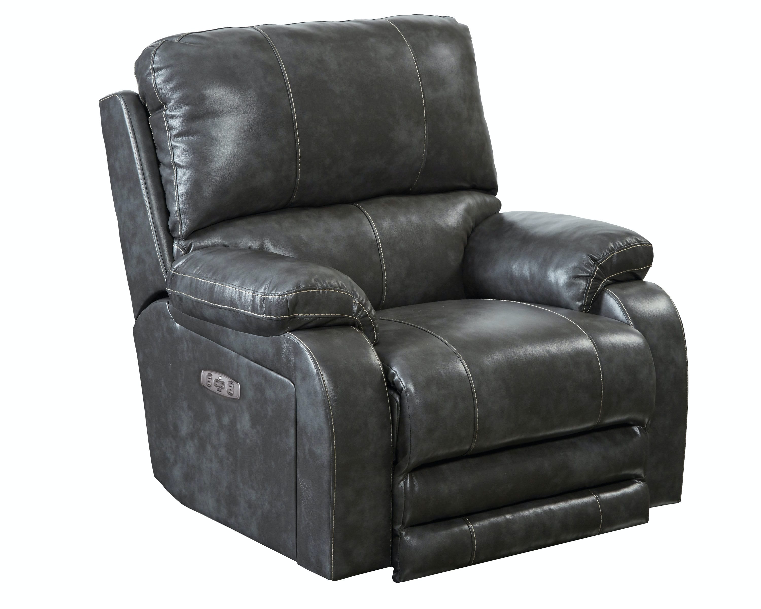 Catnapper Furniture Living Room Power Headrest with Lumbar Power Lay Flat Recliner 764762-7-Steel