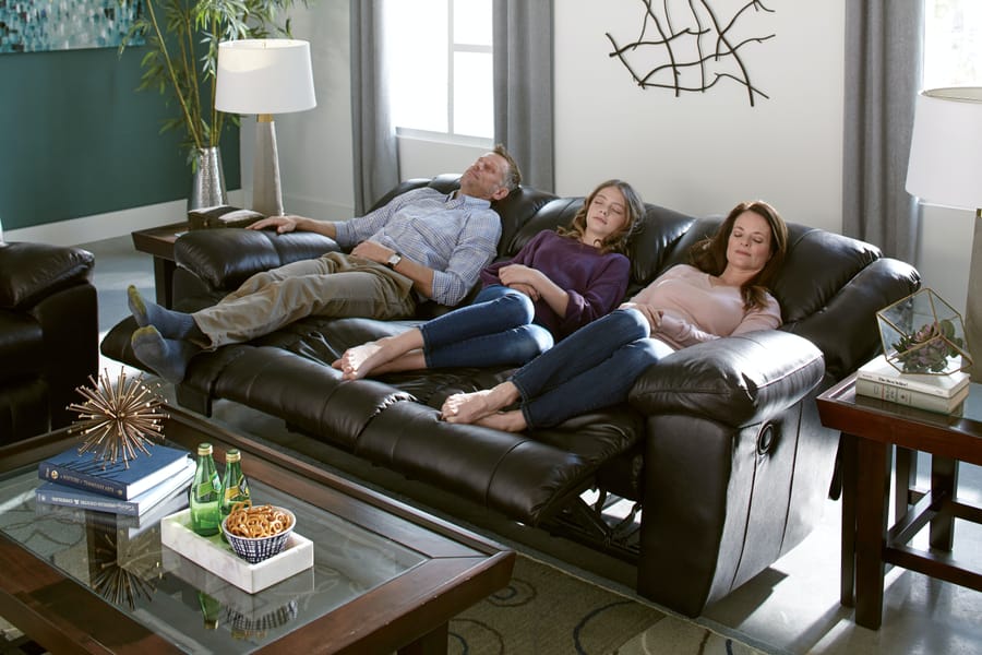 Catnapper Furniture Living Room Power Ultimate Sofa with 3 Recliners and Drop Down Table 649145