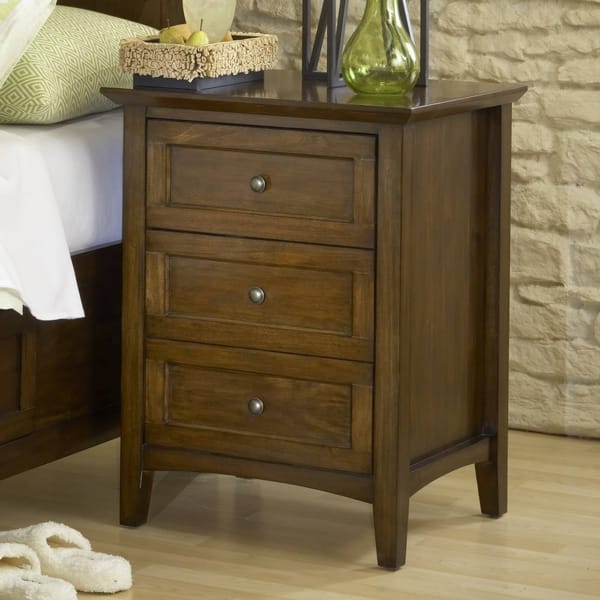 Modus Bedroom Paragon Three Drawer Nightstand In Truffle 4N3581