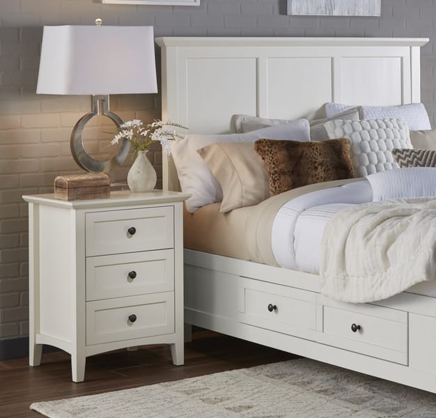 Modus Bedroom Paragon Three Drawer Nightstand In White 4NA481