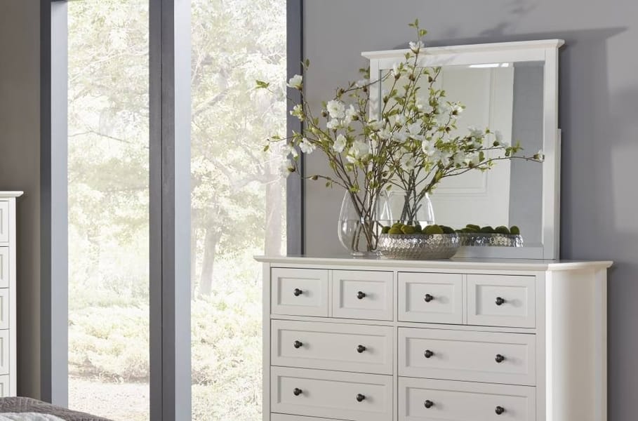 Modus Accessories Paragon Beveled Glass Mirror In White 4NA483