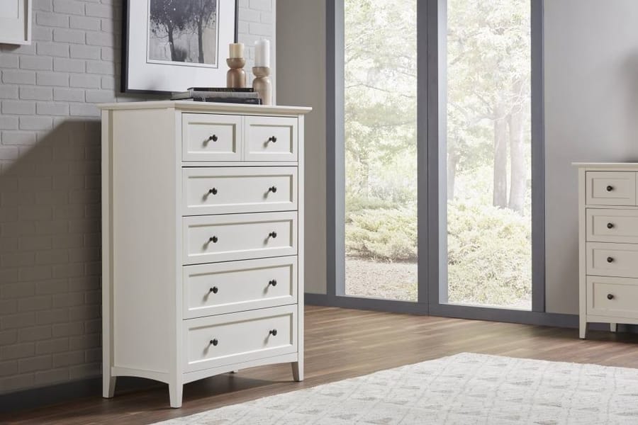 Modus Bedroom Paragon Five Drawer Chest In White 4NA484