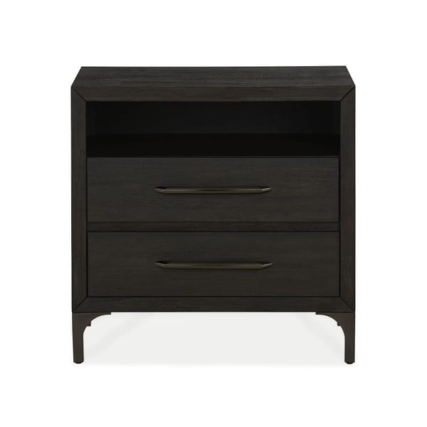 Modus Bedroom Lucerne Two-Drawer Metal Leg Nightstand In Vintage Coffee 5NL281
