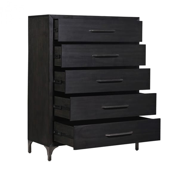 Modus Bedroom Lucerne Five-Drawer Metal Leg Chest In Vintage Coffee 5NL284