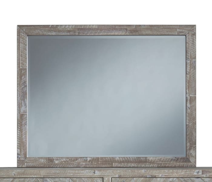 Modus Accessories Herringbone Solid Wood Beveled Glass Mirror In Rustic Latte 5QS383