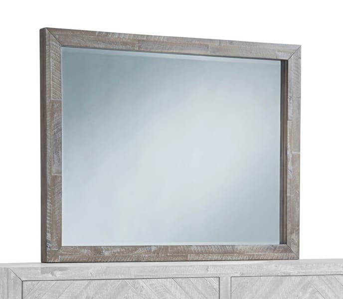 Modus Accessories Herringbone Solid Wood Beveled Glass Mirror In Rustic Latte 5QS383