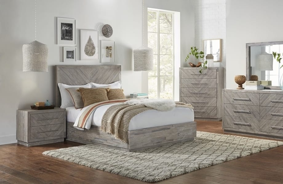 Modus Bedroom Alexandra Solid Wood Two Drawer Nightstand In Rustic Latte 5RS381